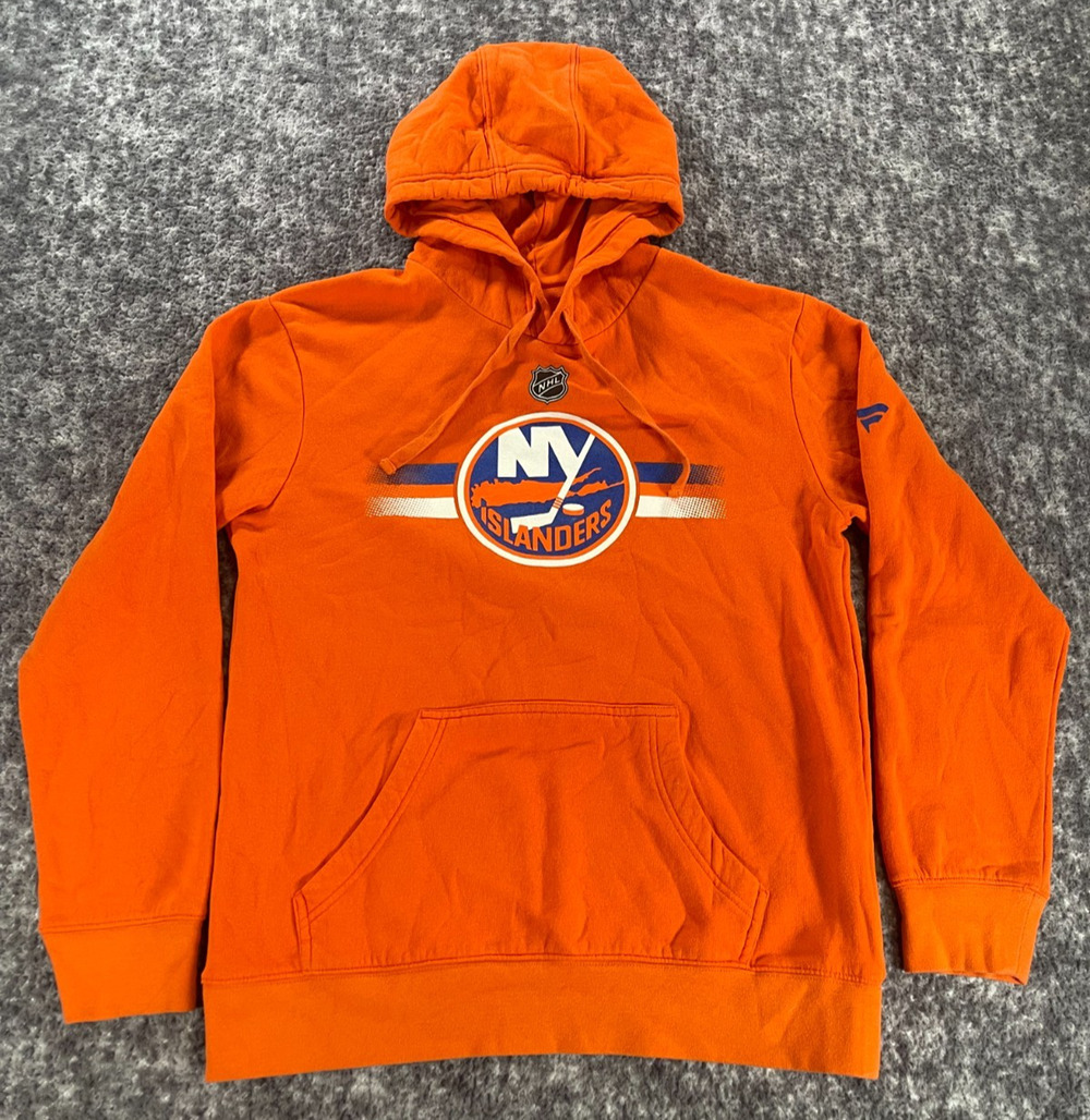 Fanatics New York Islanders Hoodie Menβs M Orange NHL Hockey Pullover Sweatshirt